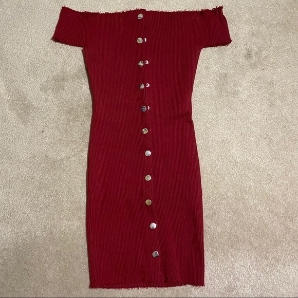 New maroon off the Shoulder bodycon - Picture 1 of 3